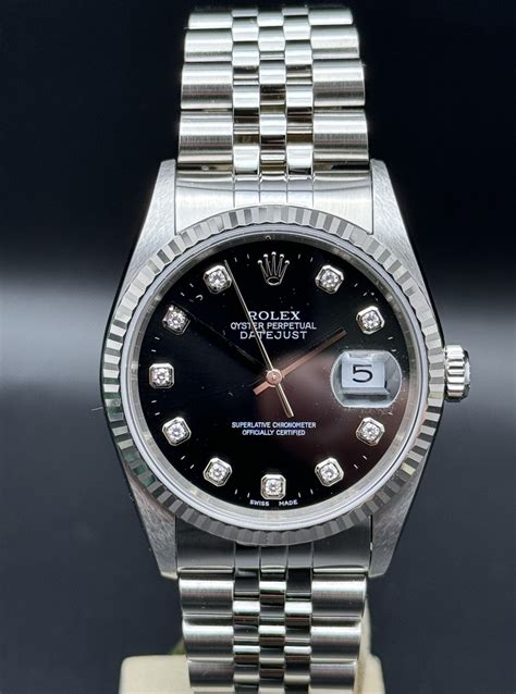 rolex datejust uomo quadrante nero brillanti|rolex datejust 36 prezzo.